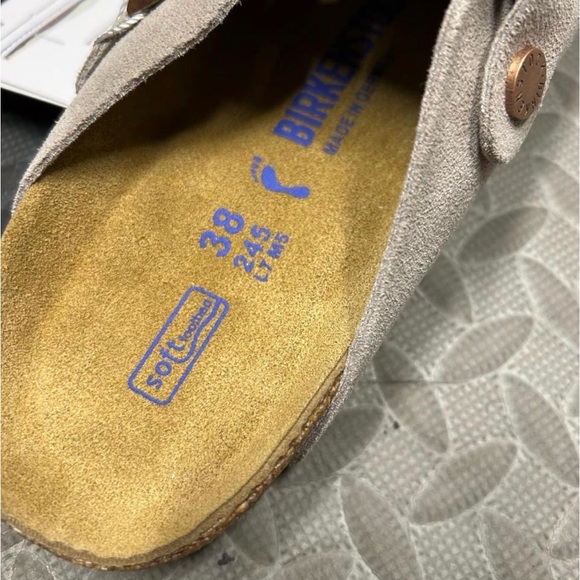 Taupe Grey Boston Birkenstocks Clogs - Picture 3 of 6